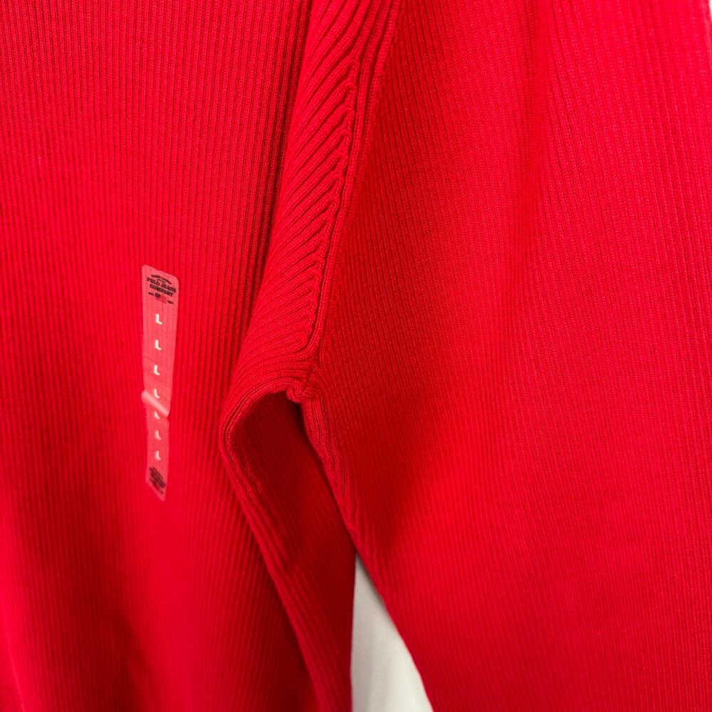 VTG NWT POLO JEANS CO. | Red‎ Pull Over Ribbed 90s Cotton Sweater | Men's Large - Picture 4 of 9